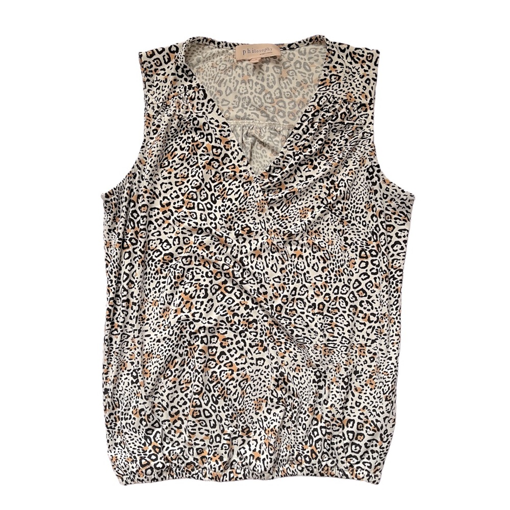 Philosophy Leopard Cheetah Print Business Sleeveless Blouse Dress Tank